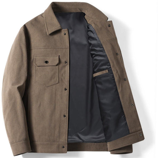 Corduroy Mans Besigheidsbaadjie Werksdrag Informeel Jong En Middeljarige Polo Kraagjas