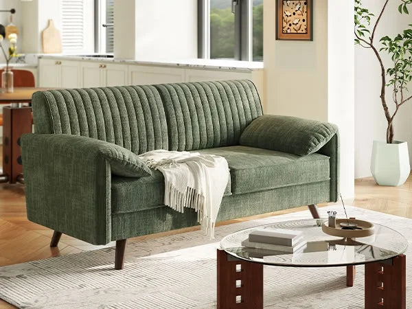 64.5" Loveseat Sofa, Chenille Loveseat, Small Couch for Living Room, Deep Seat Love Seat Comfy Couches for Small Spaces