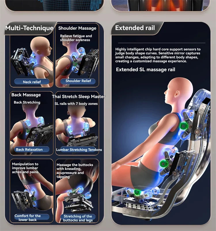 6D Smart Full Body Massage Chair Zero Gravity Relaxing Massage Recliner Chairs with SL-Track Bluetooth Speaker Heating Massage