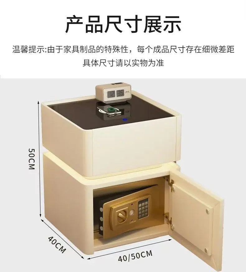 Smart Nightstand with LED Light Wireless Charging Safe or 2 Drawers – Modern Bedside Table Tempered Glass Top No Assembly