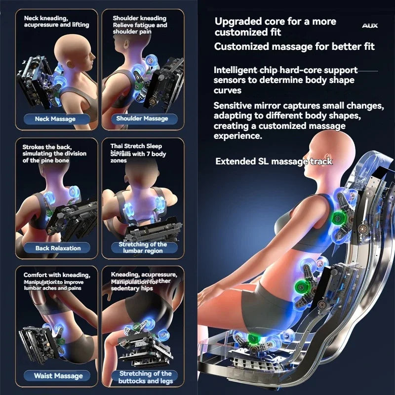 6D Smart Full Body Massage Chair Zero Gravity Relaxing Massage Recliner Chairs with SL-Track Bluetooth Speaker Heating Massage
