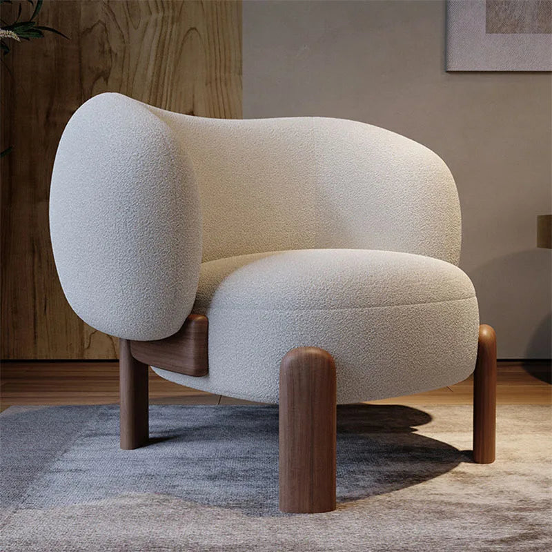 Single Sofa Chair for Living Room Furniture Upholstered Accent Chair Lambswool Fabric Lounge Chair Bedroom & Apartment Use