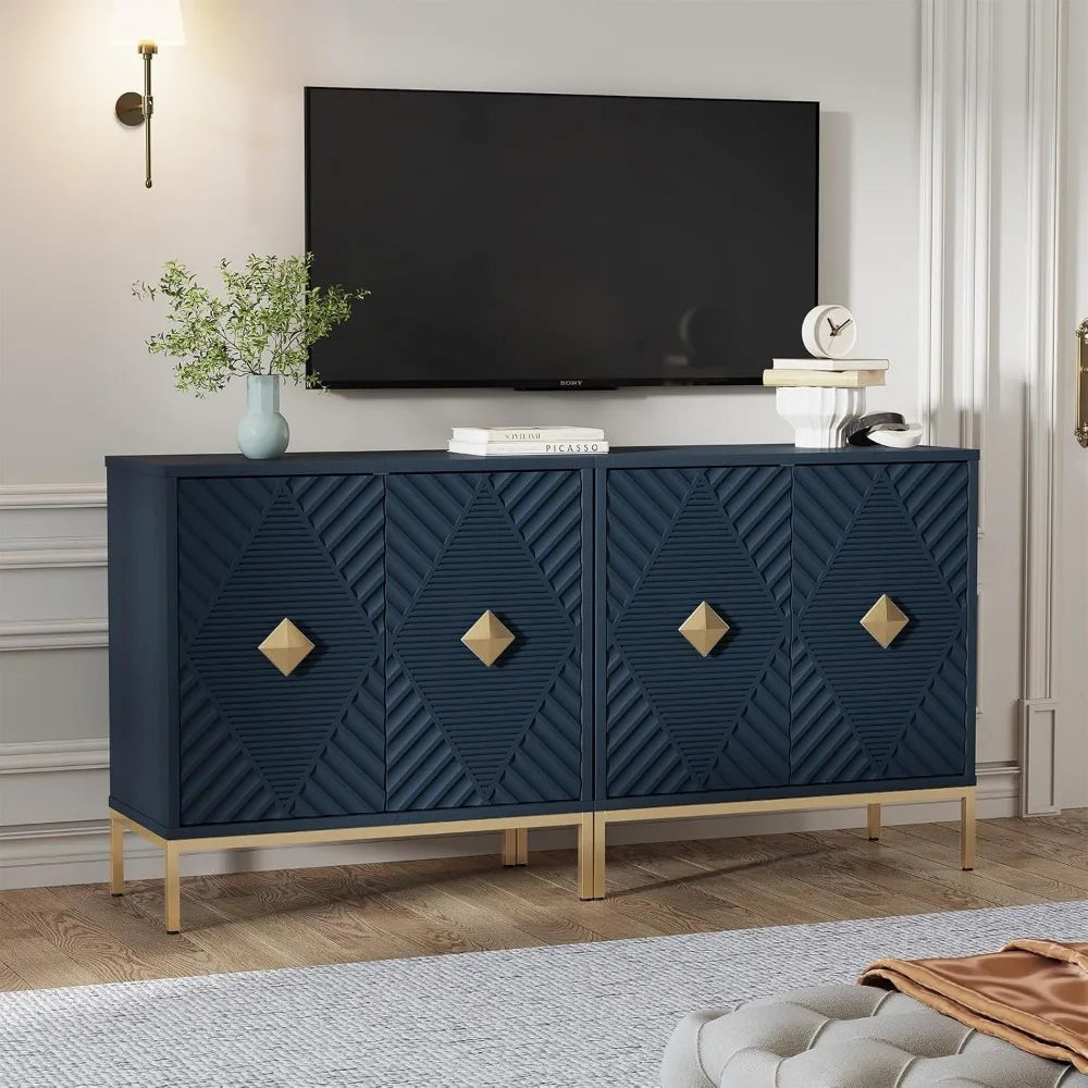 "Modern Sideboard Buffet - 2-Door Wood Cabinet w/ Shelves, Coffee Bar Table for Dining/Living"