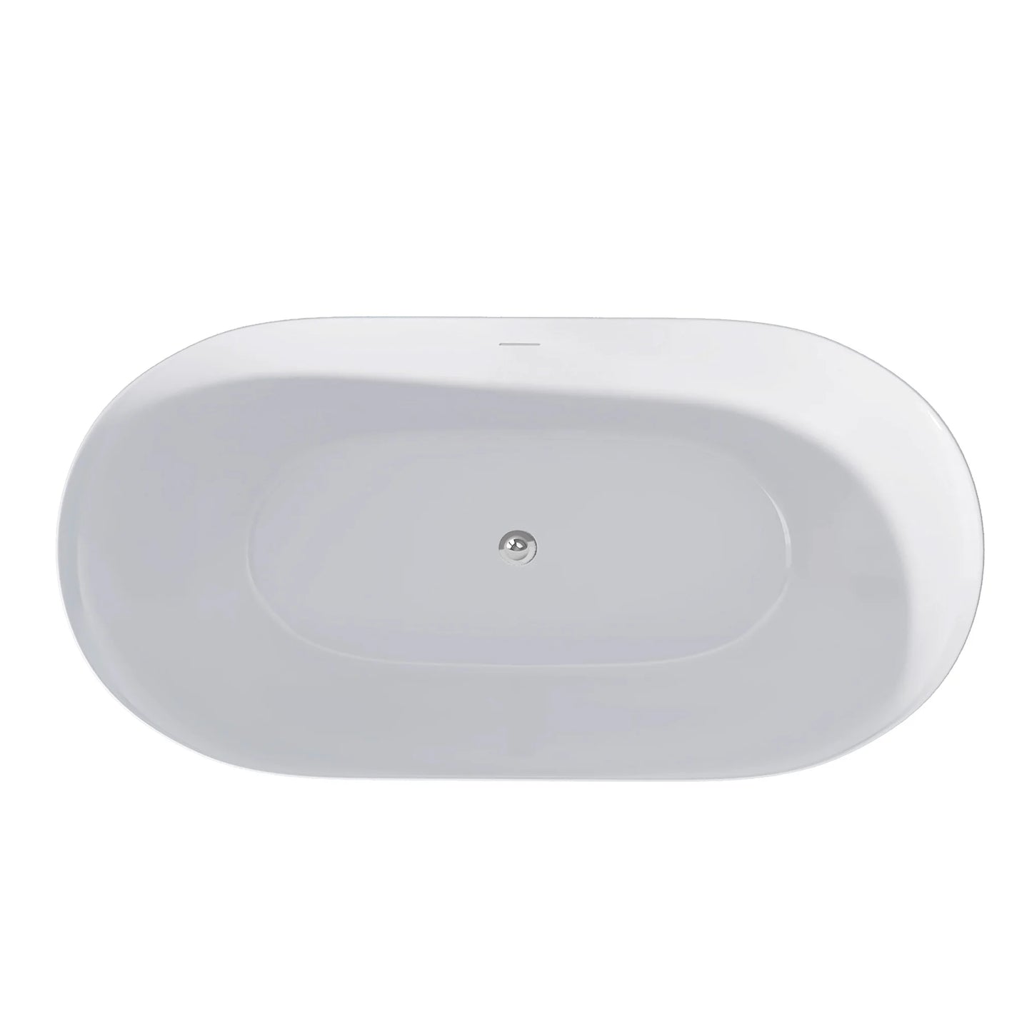 59" Acrylic Free Standing Tub Classic Oval Shape Soaking Tub Adjustable Freestanding Bathtub with Integrated Slotted Overflow an