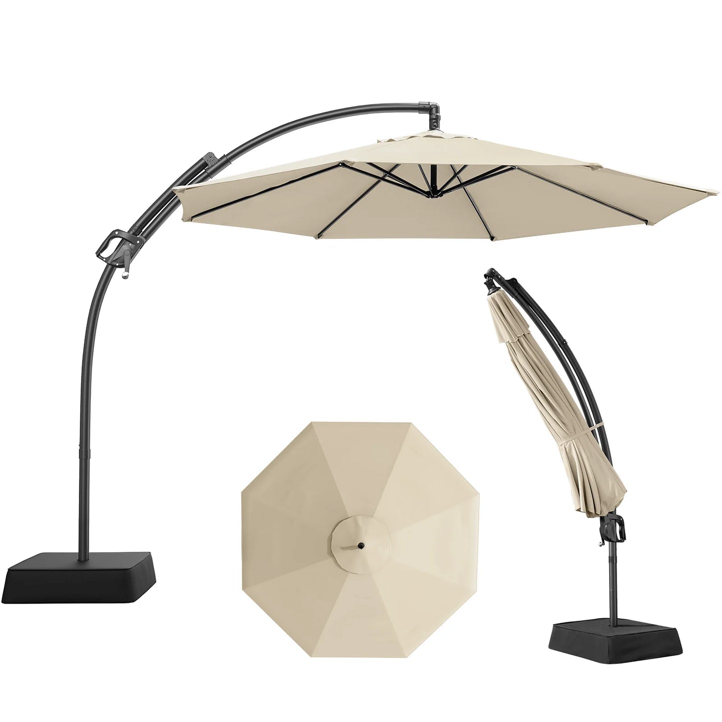Outdoor Patio Umbrella with Base Includeds, 10 FT Patio Umbrella with Stands Wind and Weather, 240G/M2, UPF50+