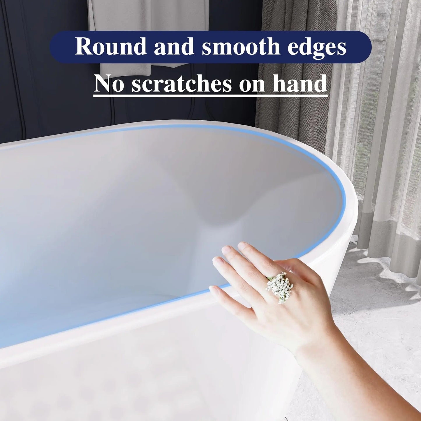 67" Acrylic Freestanding Bathtub, Soaking Tub for Bathroom, Stand Alone Tub, cUPC Certified, Integrated Overflow and Drain