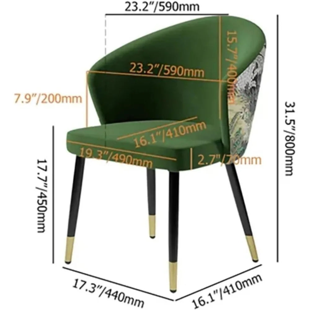 Upholstered Velvet Dining Chair, Comfy Dining Room Chairs with Thick Cushions, Modern Kitchen Side Chairs