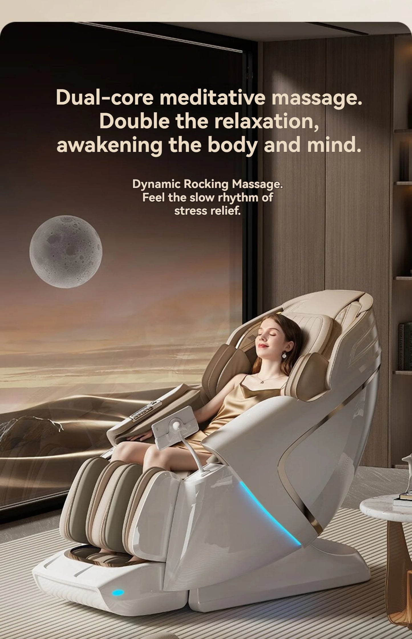 4D+4D Electric Massage Chair Full Body 24 Modes Zero Gravity SL-Track Shiatsu Smart Auto Massage Chairs with Heat System Massage