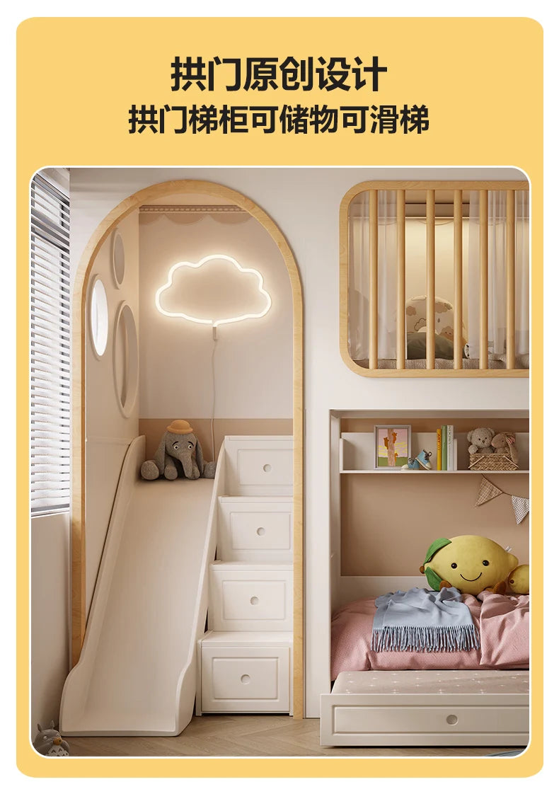 Toddler Bed Childrens Bunk Baby Crib Bassinet Montessori Trundle Princess Monster Wooden Hut Mezzanine Cradle Cot Furniture