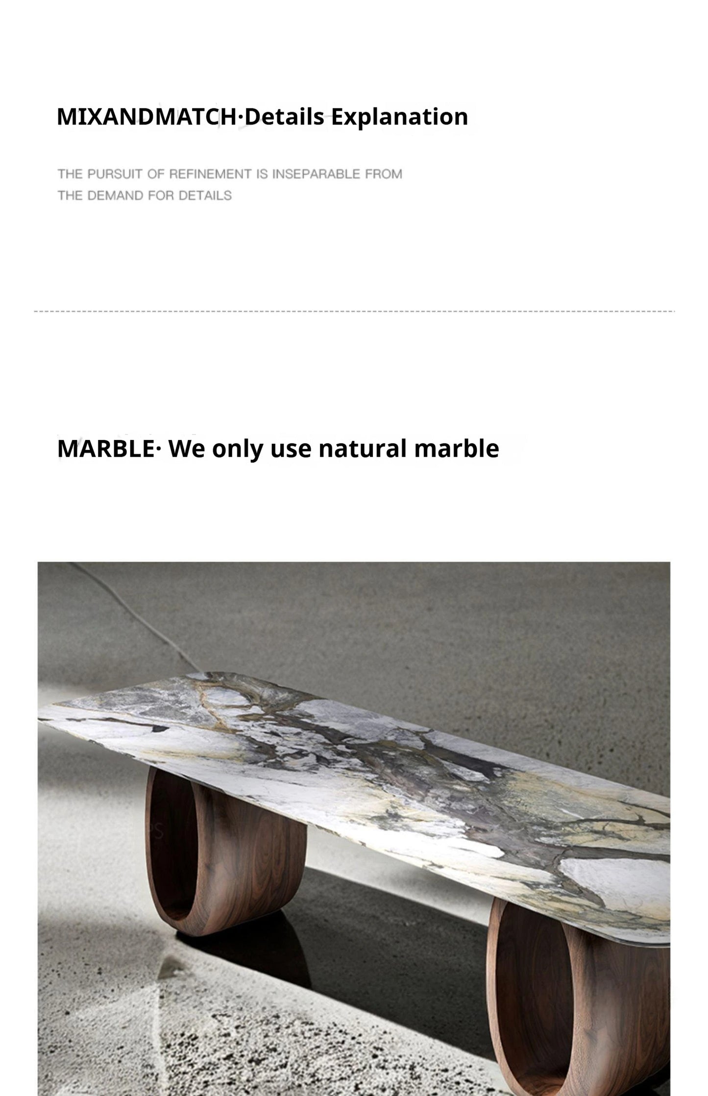 Luxury Natural Marble Dining Table, Rectangle Italian Modern Design with Walnut Wood, Customizable Designer Table for Villa