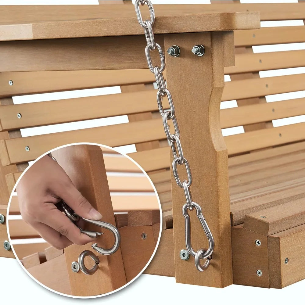 Porch Swing, 2-Person Poly Lumber Outdoor Porch Swing, All-Weather Farmhouse Patio Swing That Never Rot and Fade