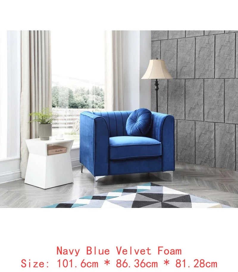 Navy Blue Sofa Chaise - 3 Boxes, Comfortable Design for Living Room