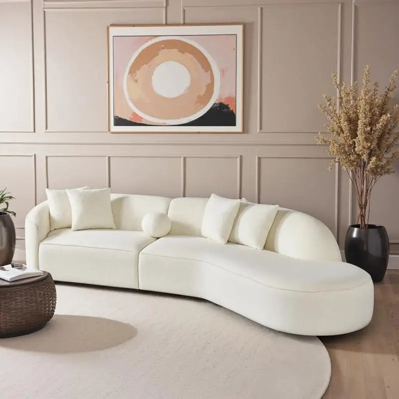 Curvy Sectional Sofa 133" in Japandi Style - Elegant Design for Modern Living Room Decor