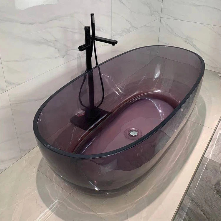 Fanwin Luxury Modern Freestanding Acrylic Bathtub Small Soaking Bath Tub White Drainer Colorful Transparent Bathroom Hotel