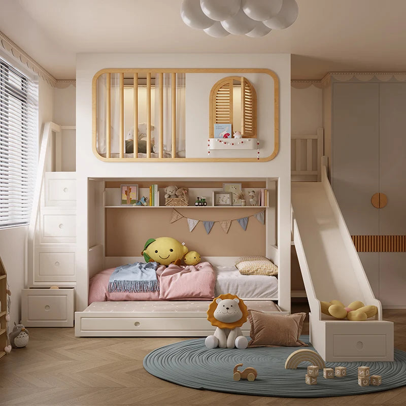 Toddler Bed Childrens Bunk Baby Crib Bassinet Montessori Trundle Princess Monster Wooden Hut Mezzanine Cradle Cot Furniture