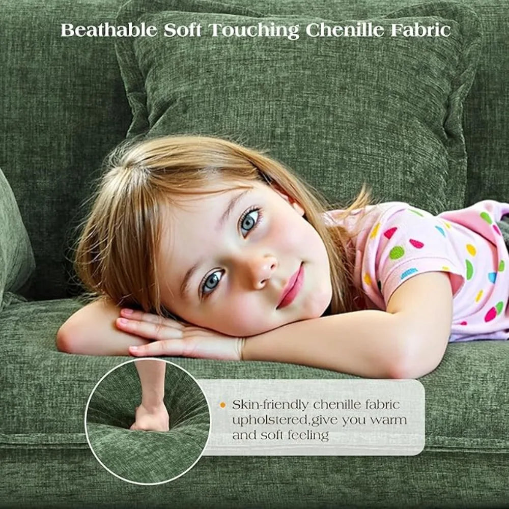 Luxury 113.4" U-Shaped Modular Sofa – 3-Seater Modern Chenille Sectional with Deep Seating, Comfy Living Room Couch