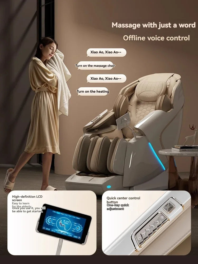 4D+4D Electric Massage Chair Full Body 24 Modes Zero Gravity SL-Track Shiatsu Smart Auto Massage Chairs with Heat System Massage