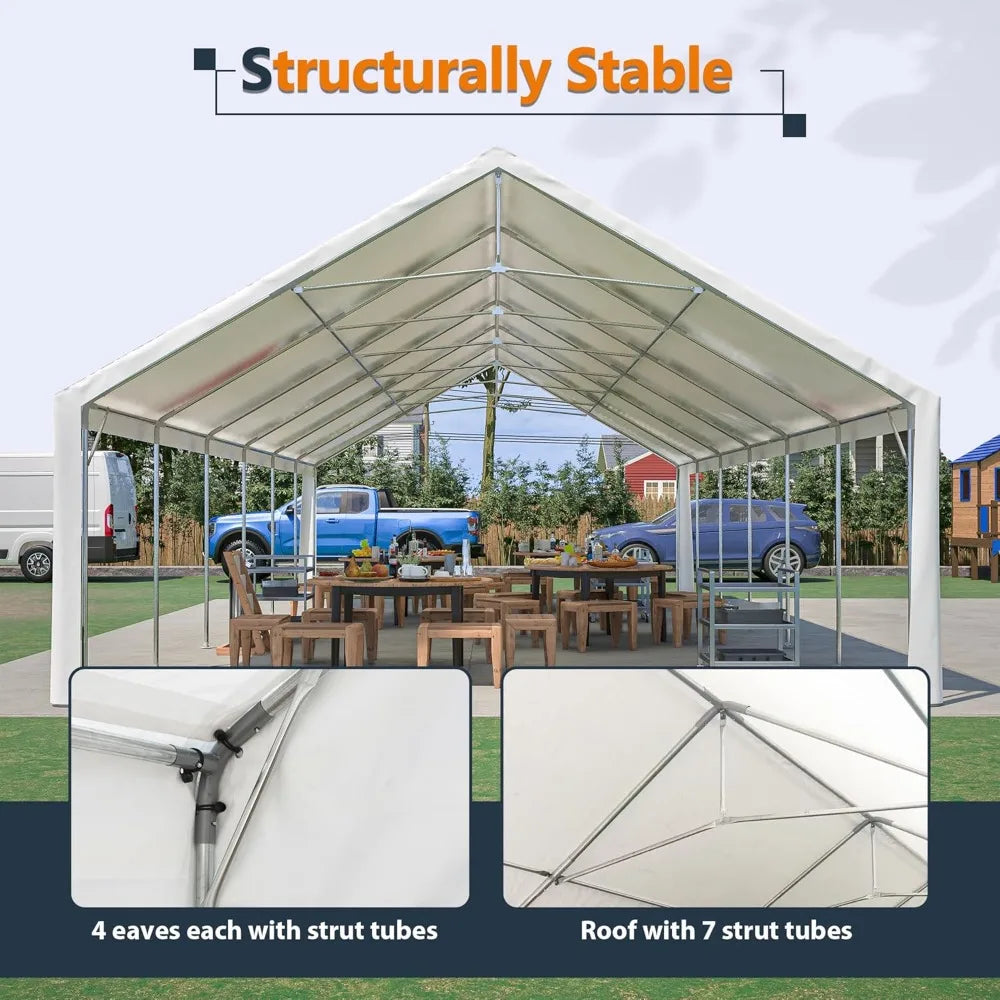 20x40ft Outdoor Heavy Duty Party Tent, Carport Wedding Event Shelter, Large Commercial Canopy with Removable Sidewalls, BBQ Wedd