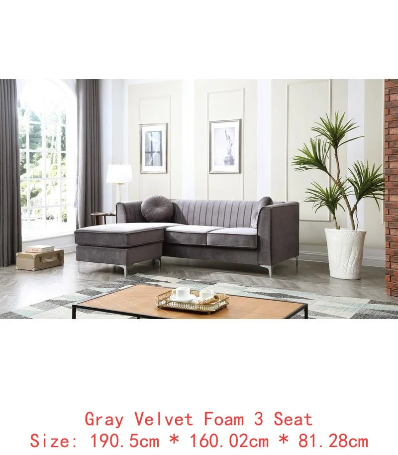 Navy Blue Sofa Chaise - 3 Boxes, Comfortable Design for Living Room