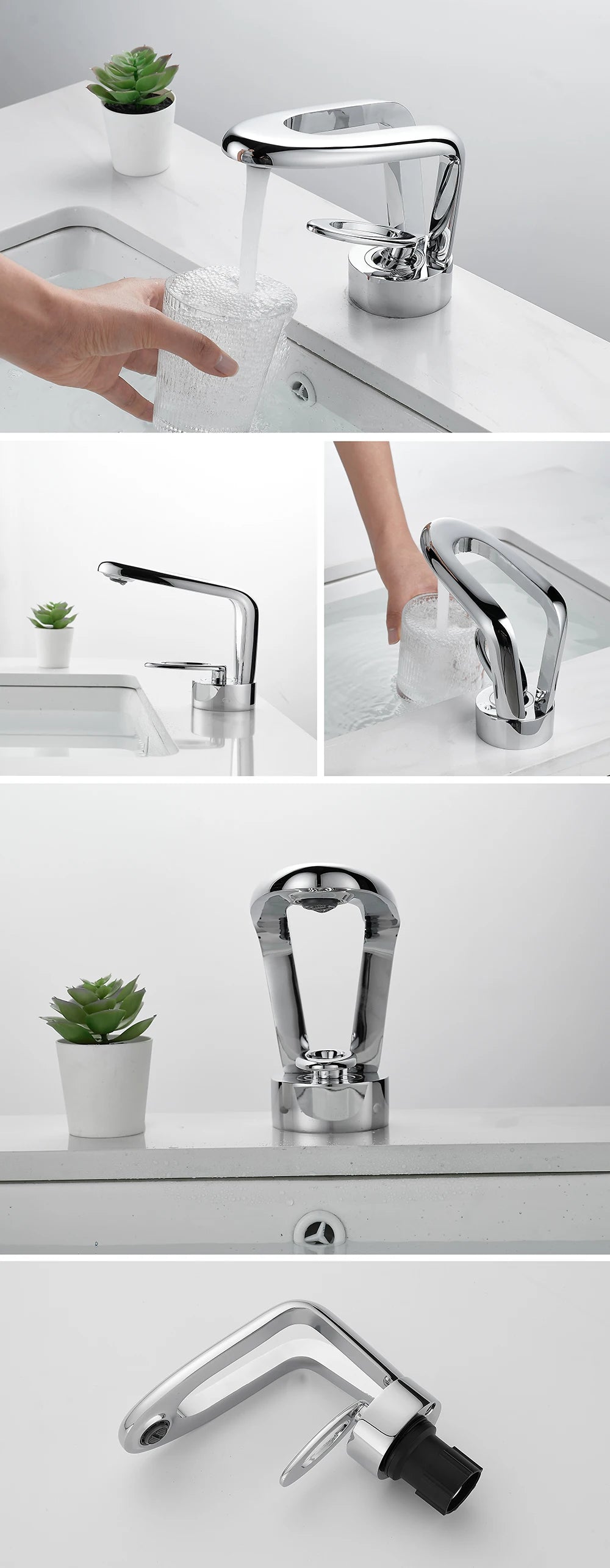 Golden/White Bathroom Basin Faucet Black Bathroom Faucet Brass Creative Grey Sink Mixer Tap Hot & Cold Waterfall Basin Faucet