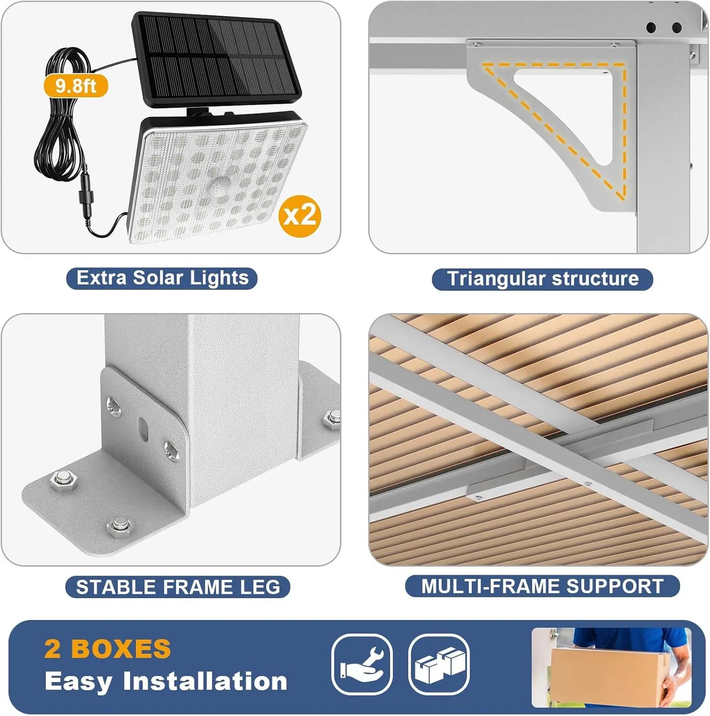 Wall Mounted Lean to Metal Awnings with Sloped Roof, Outdoor Patio Gazebo Awning for Backyard, Deck