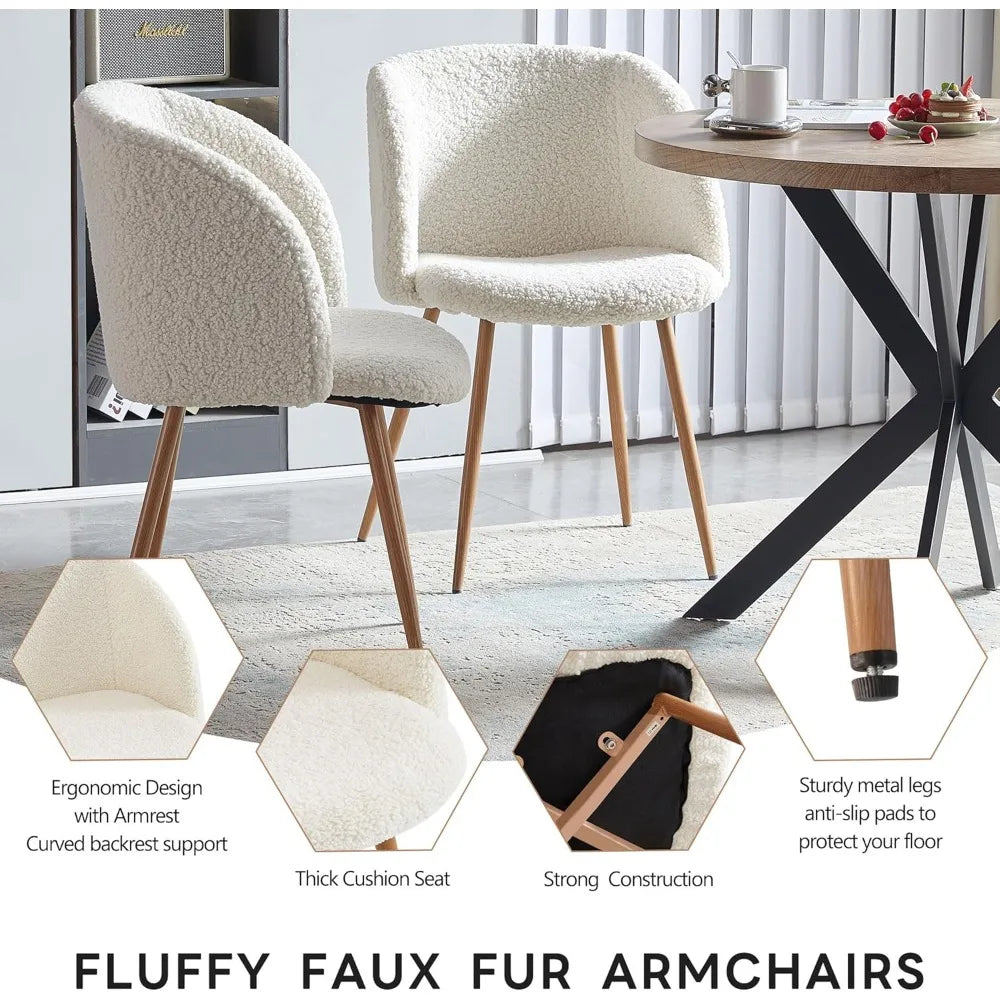 5 Pieces Dining Table Set for 4, 37-Inch Dia Round Home Kitchen Dinner Table with Thick Tabletop, 4 Seated Upholstered Arm Chair