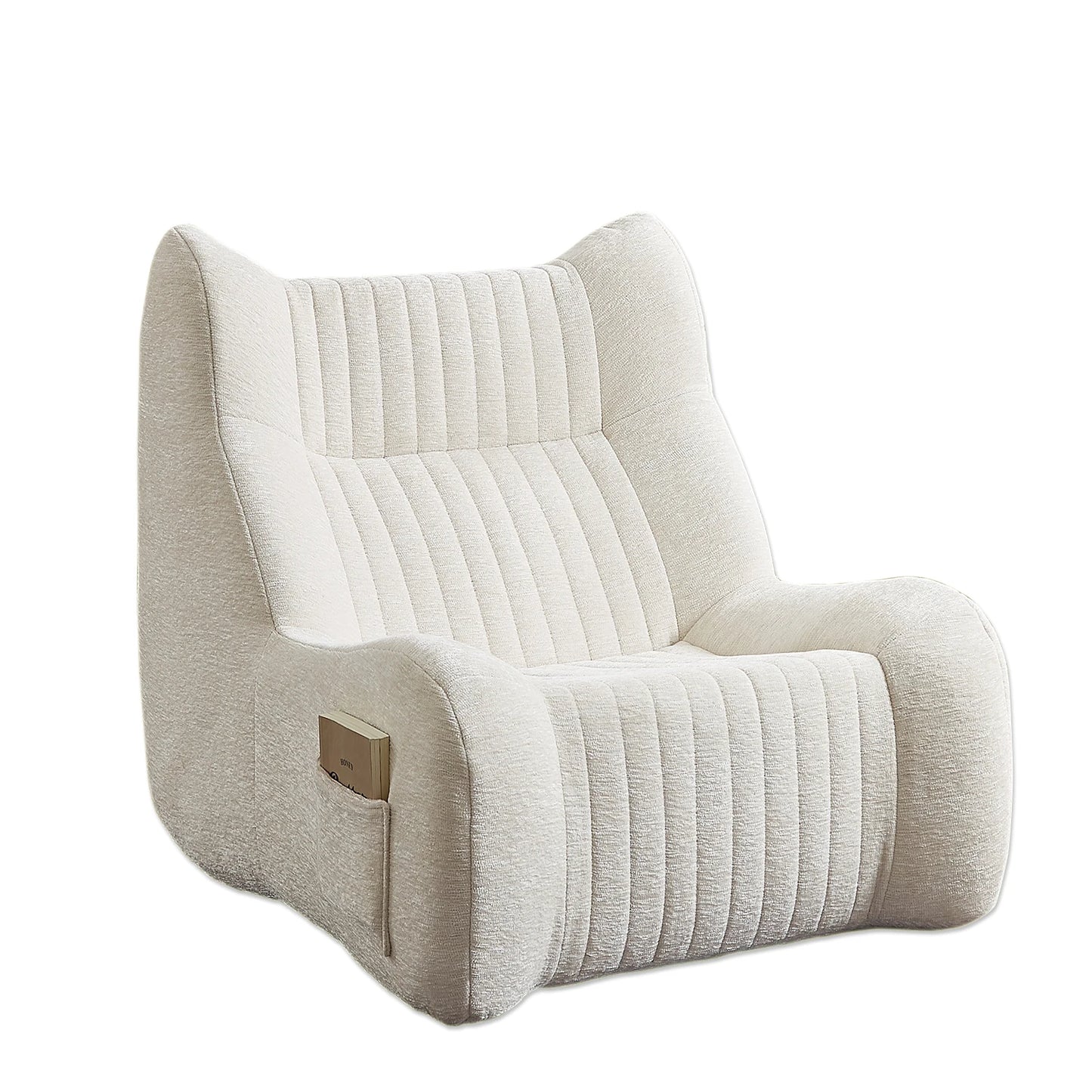 Adult with armrests, oversized beanbag chair, comfortable lazy sofa, living room, bedroom floor, leisure chair