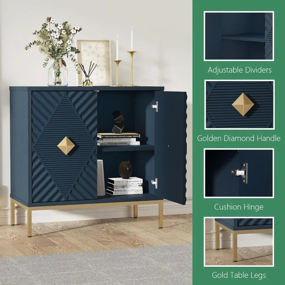 "Modern Sideboard Buffet - 2-Door Wood Cabinet w/ Shelves, Coffee Bar Table for Dining/Living"