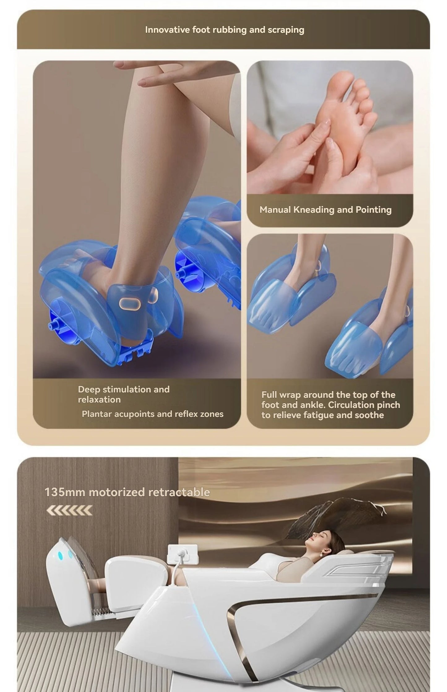 4D+4D Electric Massage Chair Full Body 24 Modes Zero Gravity SL-Track Shiatsu Smart Auto Massage Chairs with Heat System Massage