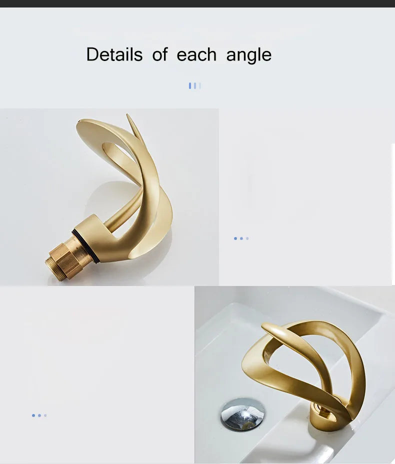 Golden/White Bathroom Basin Faucet Black Bathroom Faucet Brass Creative Grey Sink Mixer Tap Hot & Cold Waterfall Basin Faucet