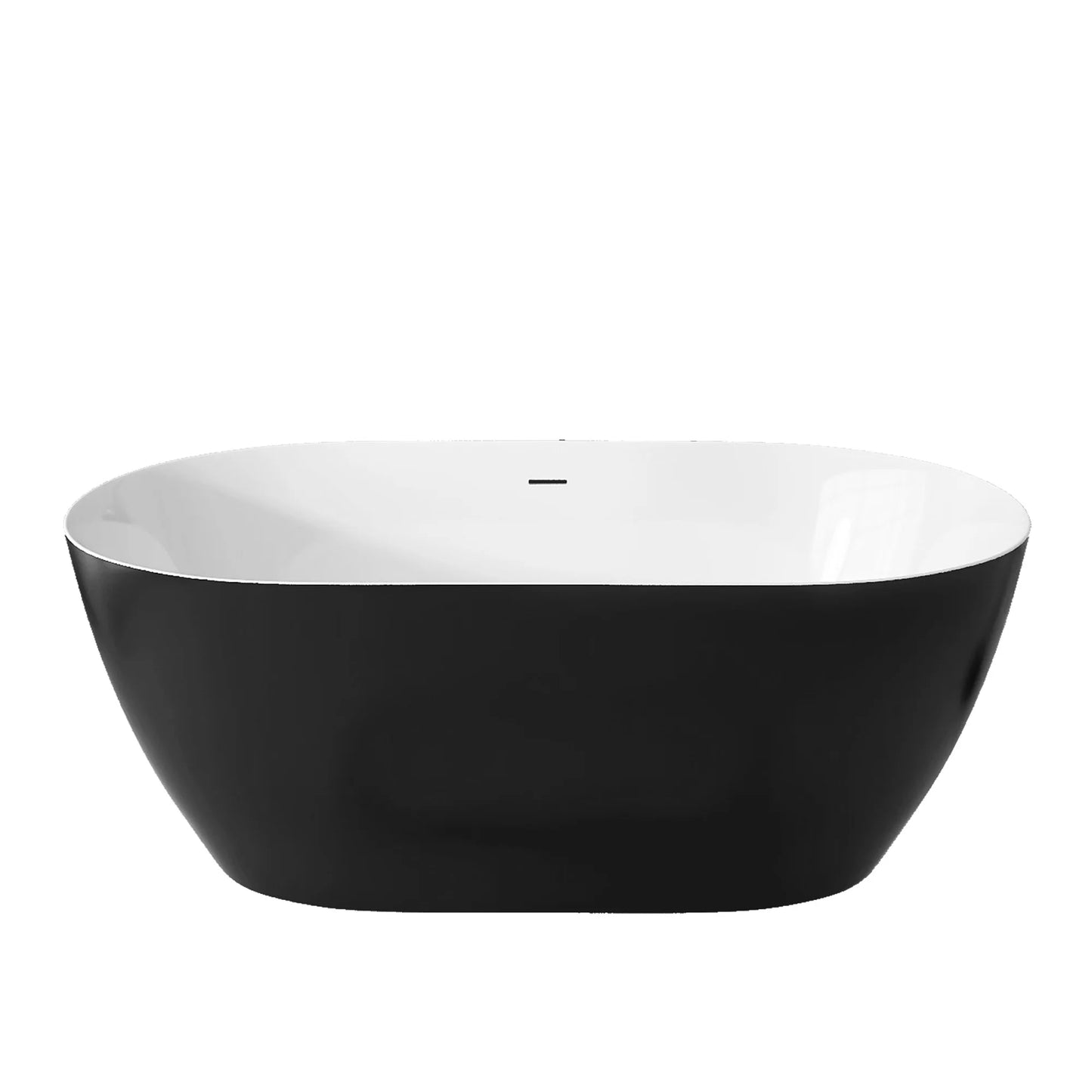 59" Acrylic Free Standing Tub Classic Oval Shape Soaking Tub Adjustable Freestanding Bathtub with Integrated Slotted Overflow an