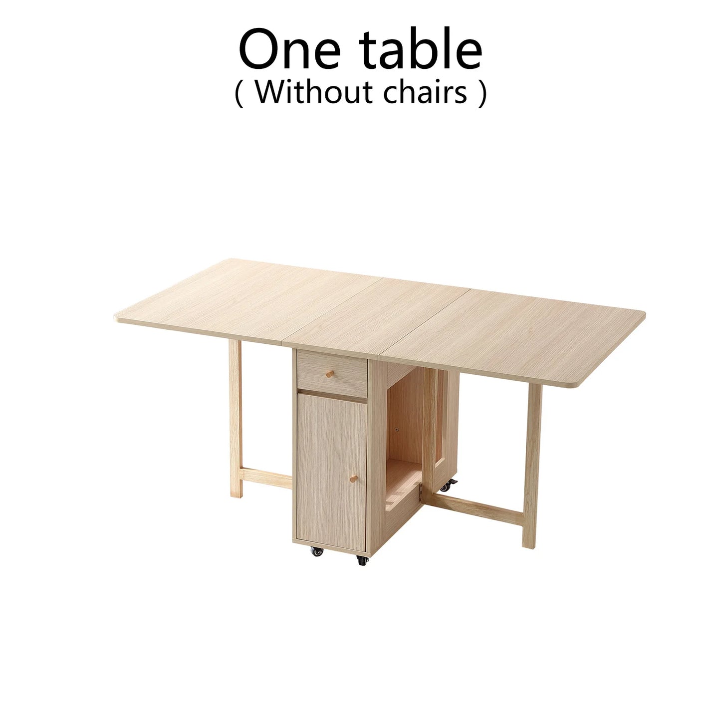 Folding Dining Table with 2 Drawers and 4 Wheels for Living Room,Kitchen, Farmhouse, Space Saving Table