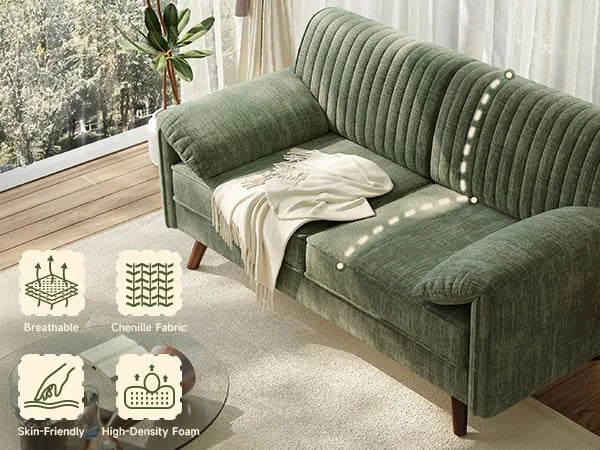 64.5" Loveseat Sofa, Chenille Loveseat, Small Couch for Living Room, Deep Seat Love Seat Comfy Couches for Small Spaces