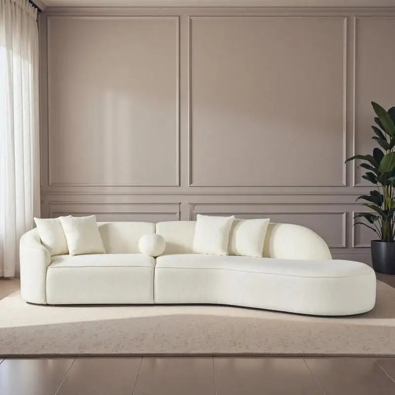 Curvy Sectional Sofa 133" in Japandi Style - Elegant Design for Modern Living Room Decor