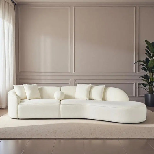 Curvy Sectional Sofa 133" in Japandi Style - Elegant Design for Modern Living Room Decor