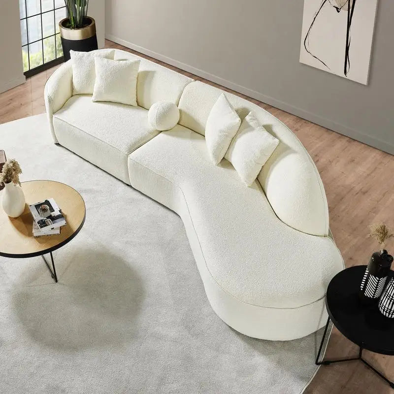 Curvy Sectional Sofa 133" in Japandi Style - Elegant Design for Modern Living Room Decor