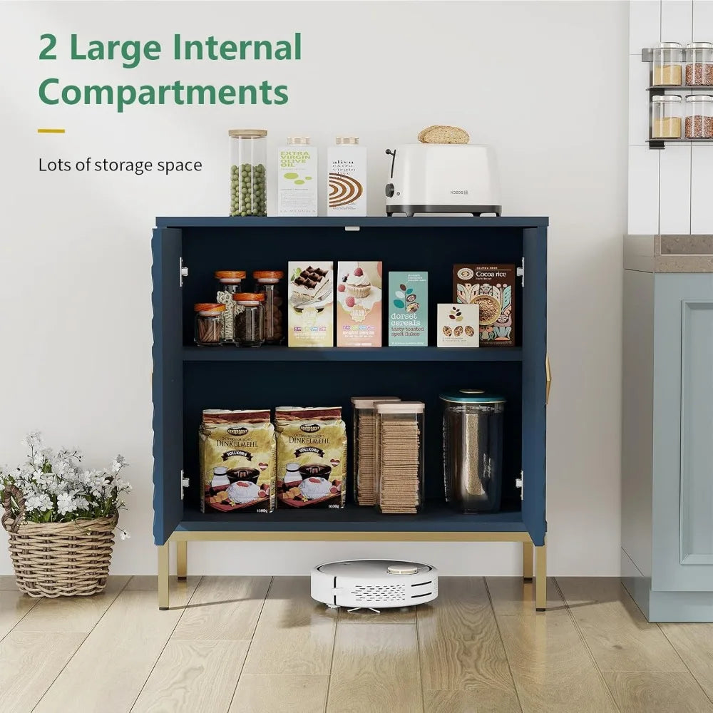 "Modern Sideboard Buffet - 2-Door Wood Cabinet w/ Shelves, Coffee Bar Table for Dining/Living"