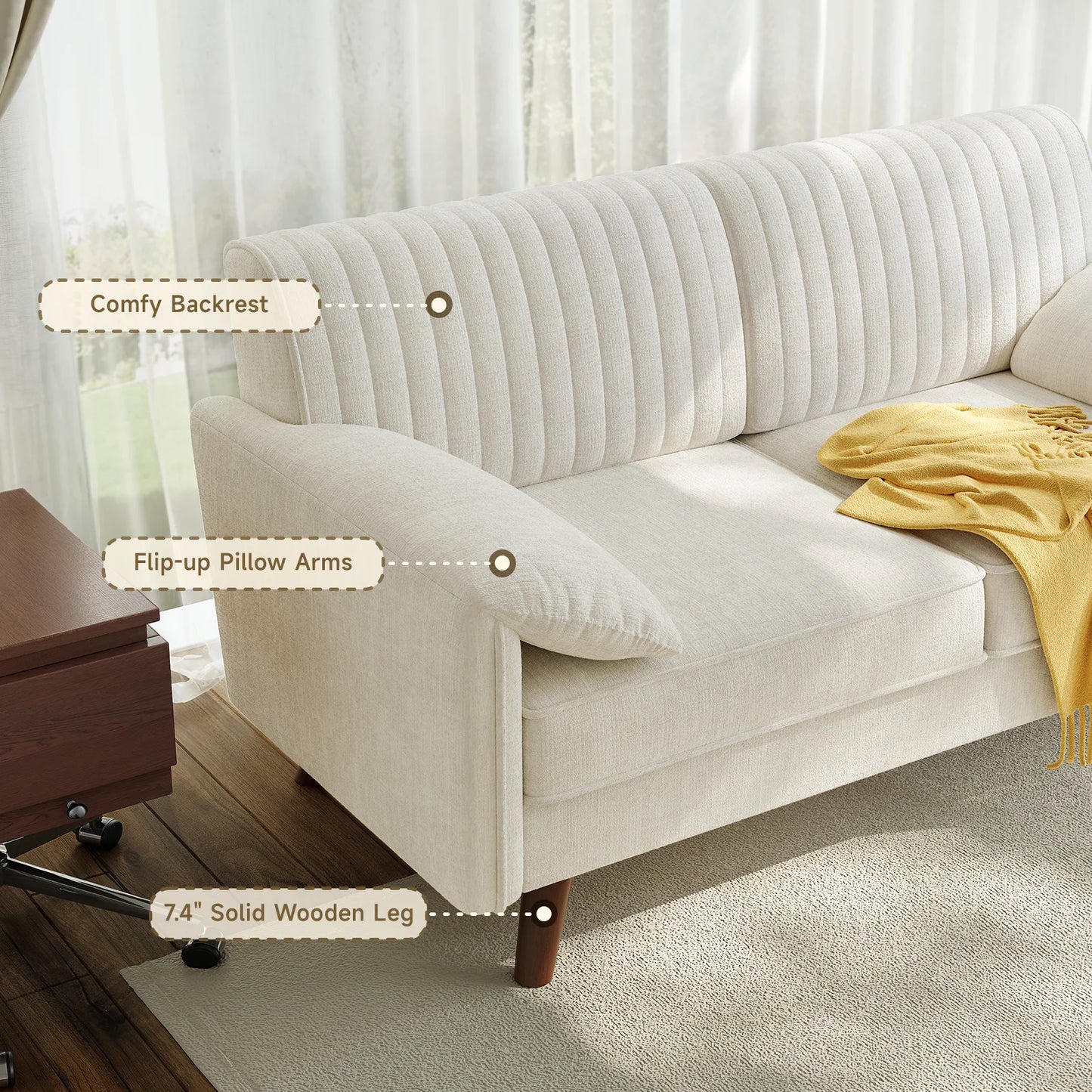 64.5" Loveseat Sofa, Chenille Loveseat, Small Couch for Living Room, Deep Seat Love Seat Comfy Couches for Small Spaces