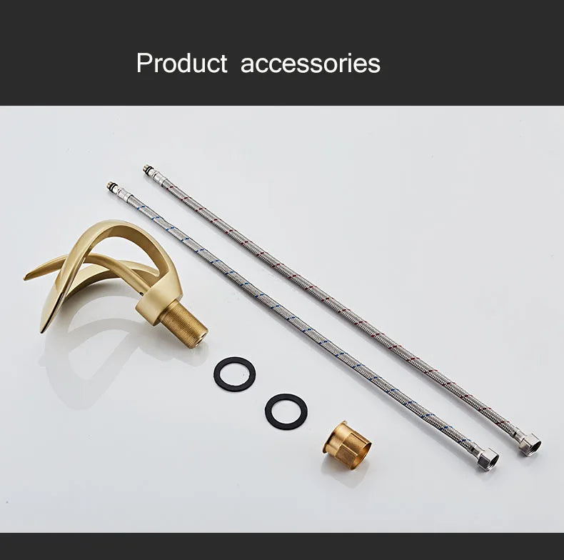 Golden/White Bathroom Basin Faucet Black Bathroom Faucet Brass Creative Grey Sink Mixer Tap Hot & Cold Waterfall Basin Faucet