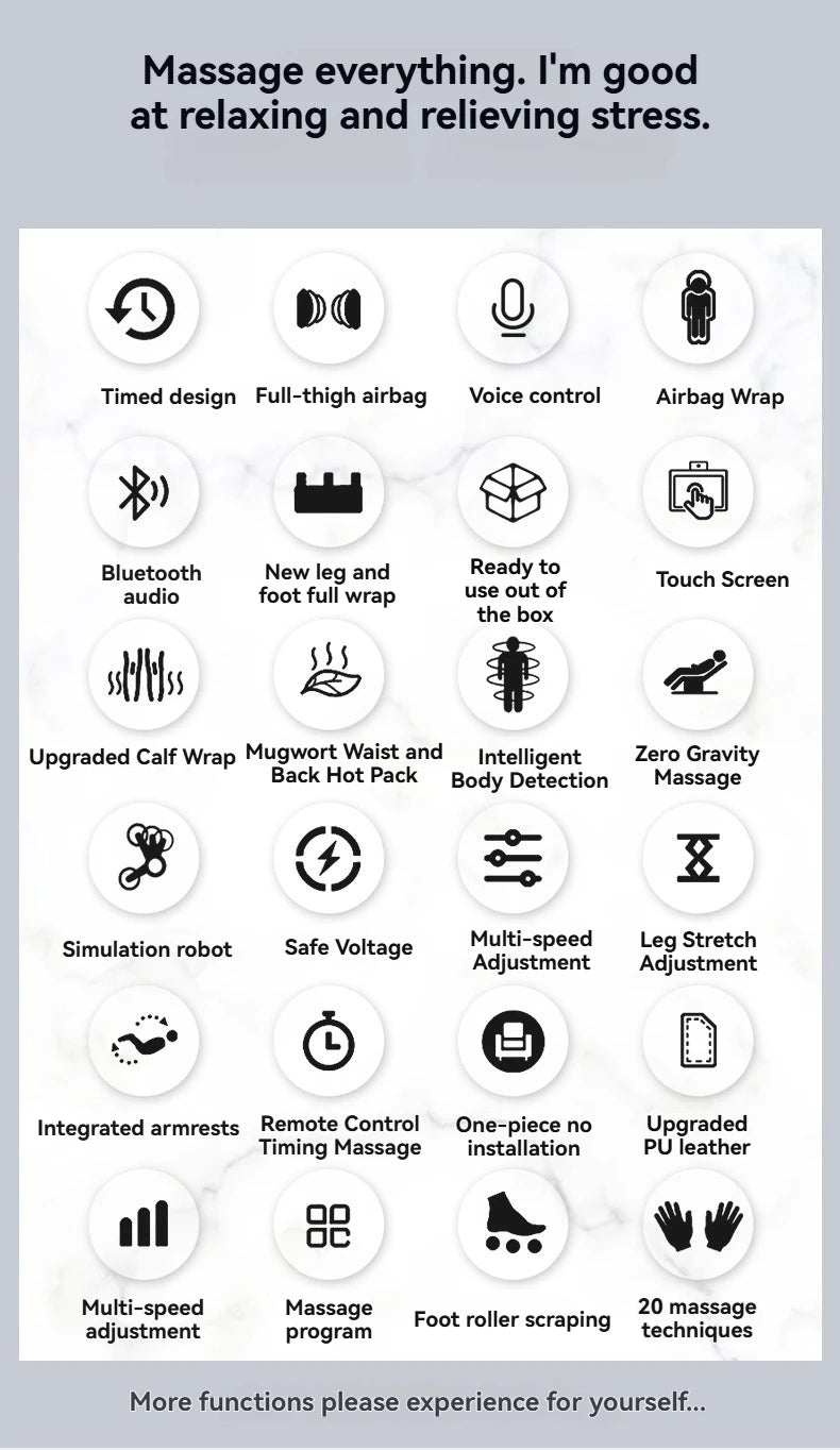 6D Smart Full Body Massage Chair Zero Gravity Relaxing Massage Recliner Chairs with SL-Track Bluetooth Speaker Heating Massage