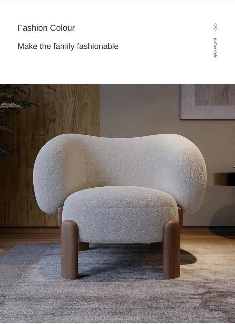 Single Sofa Chair for Living Room Furniture Upholstered Accent Chair Lambswool Fabric Lounge Chair Bedroom & Apartment Use