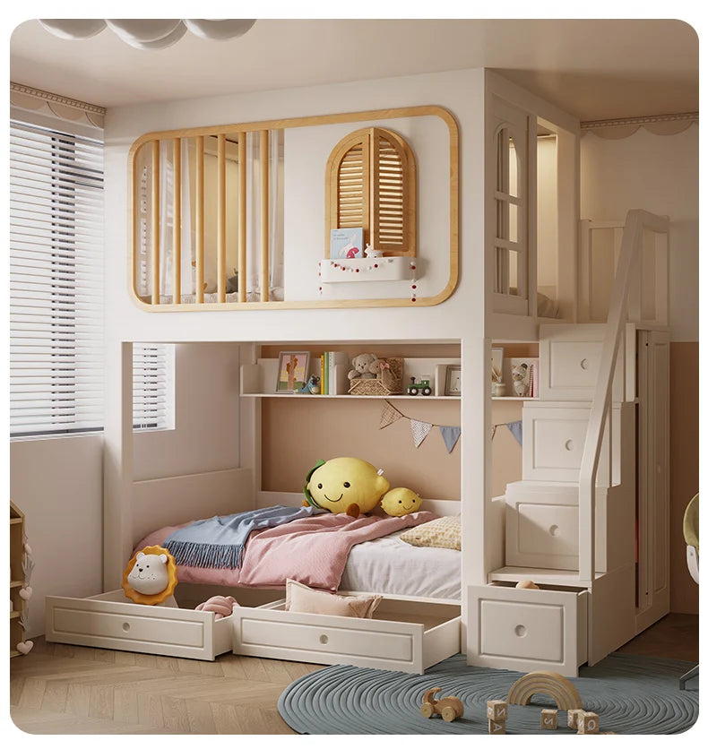 Toddler Bed Childrens Bunk Baby Crib Bassinet Montessori Trundle Princess Monster Wooden Hut Mezzanine Cradle Cot Furniture
