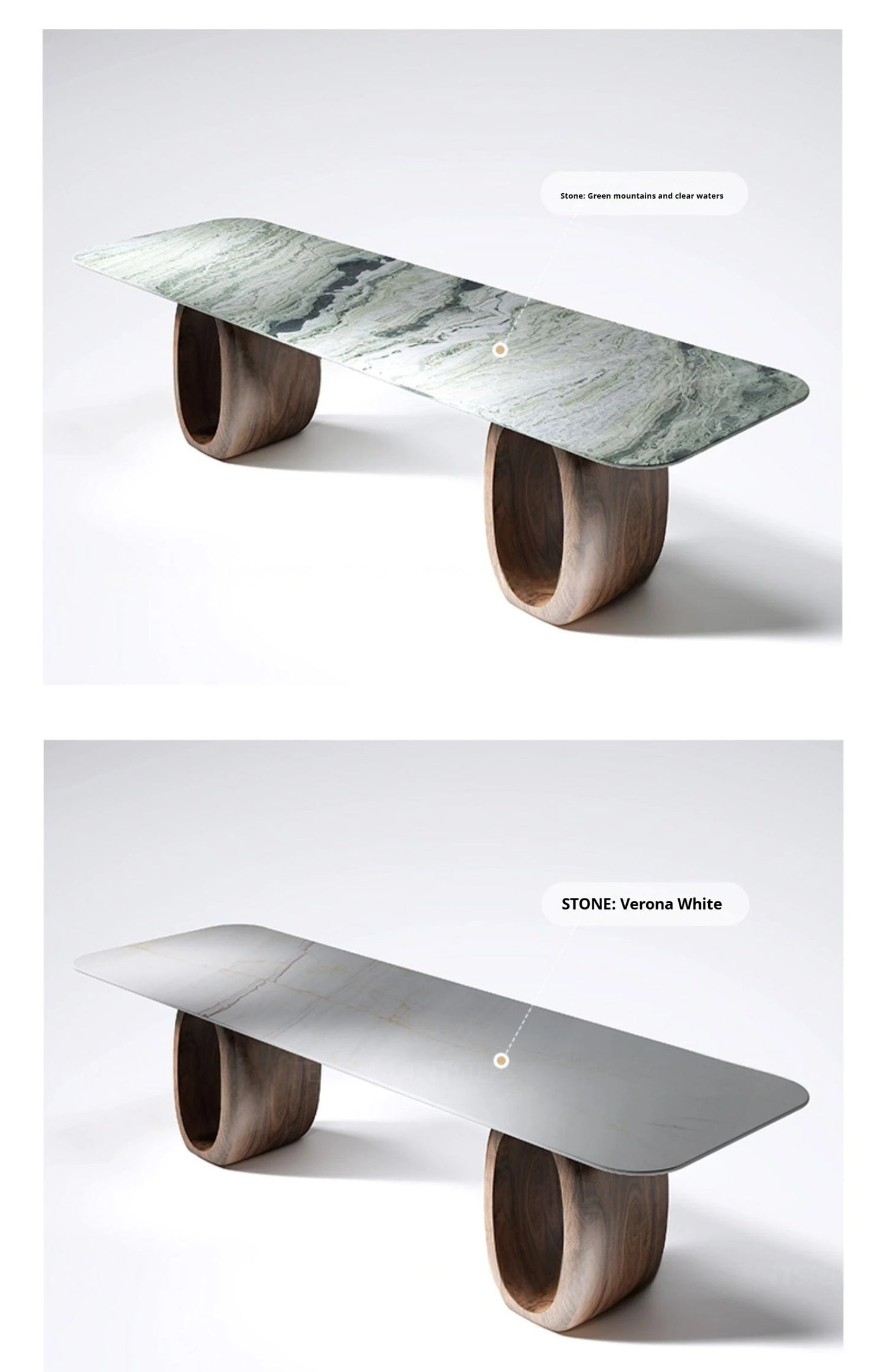 Luxury Natural Marble Dining Table, Rectangle Italian Modern Design with Walnut Wood, Customizable Designer Table for Villa
