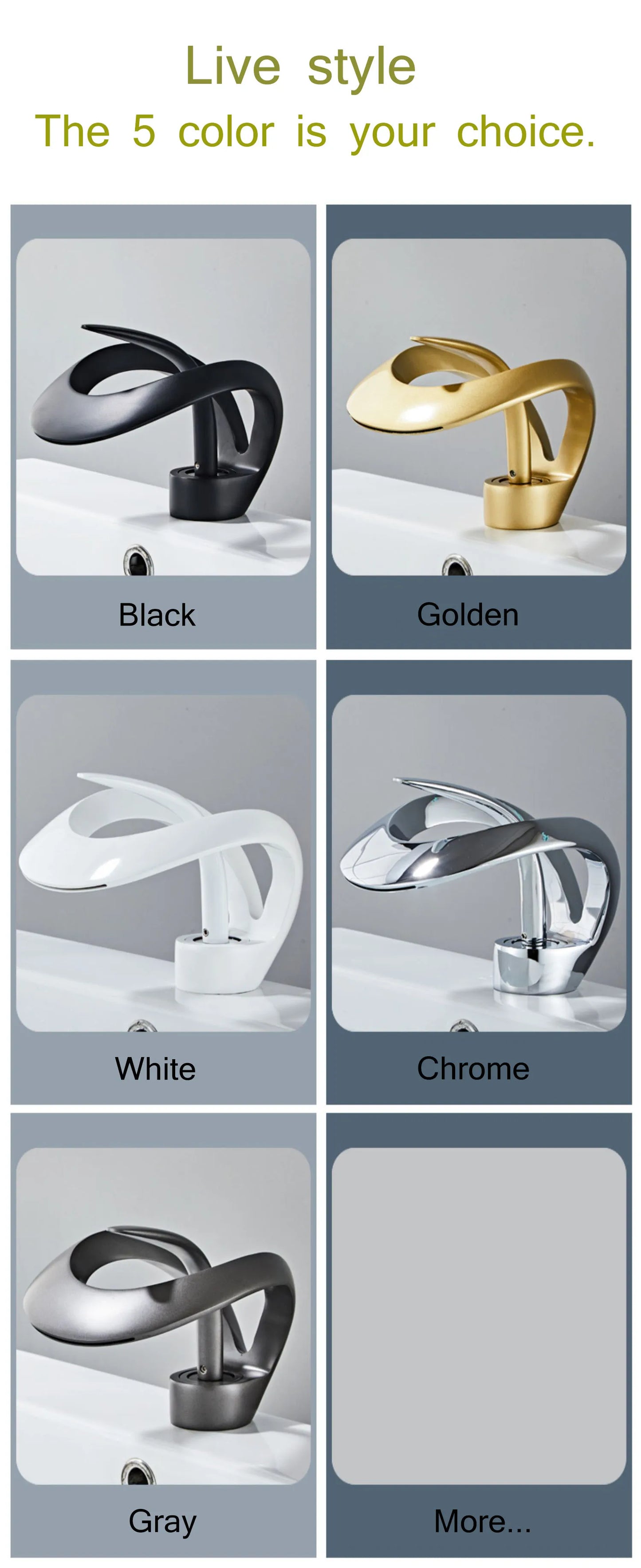 Golden/White Bathroom Basin Faucet Black Bathroom Faucet Brass Creative Grey Sink Mixer Tap Hot & Cold Waterfall Basin Faucet