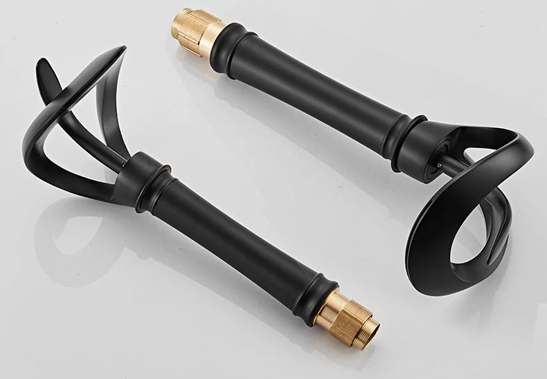 Golden/White Bathroom Basin Faucet Black Bathroom Faucet Brass Creative Grey Sink Mixer Tap Hot & Cold Waterfall Basin Faucet