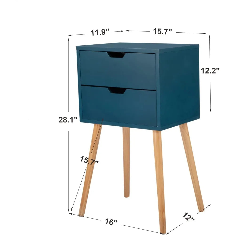 Solid Wood Nightstands Set of 2, Bedroom Side Tables with Drawers and Large Storage, End Table for Home