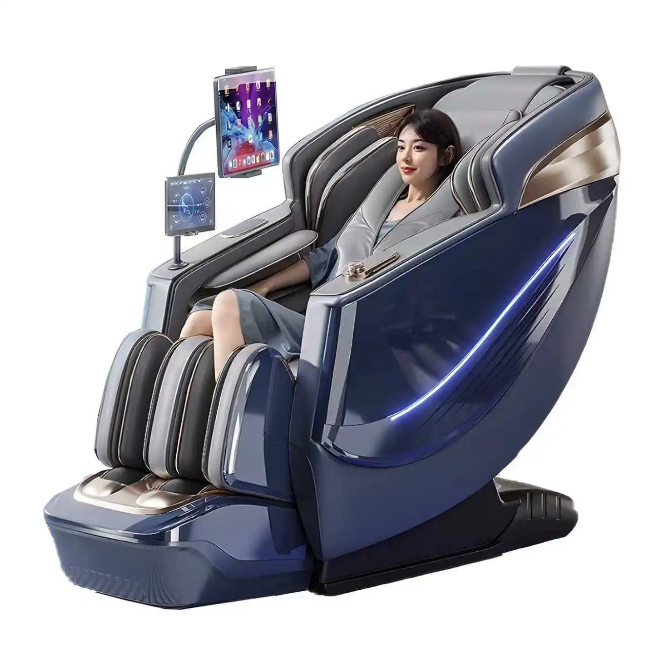 4D Full Body Massage Chair AI Voice Control Zero Gravity Thai Stretch Foot Scraping Blood Oxygen Monitor Home Relaxation