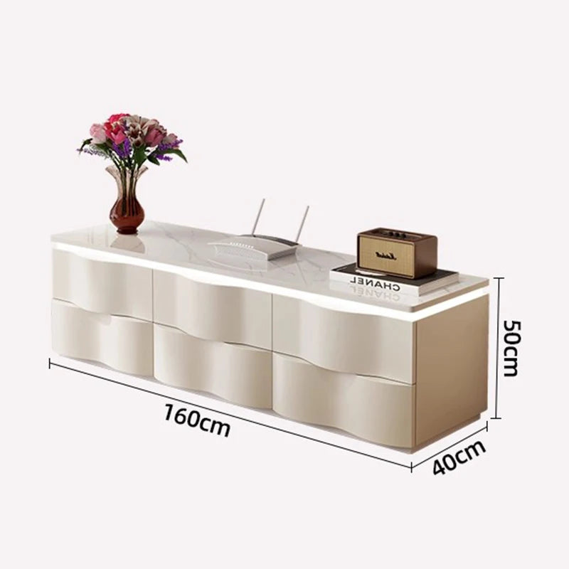 Nordic Creative TV Stands Modern Minimalist Living Room Slate Coffee Table and TV Cabinet Set Designer Home Furniture FYTS