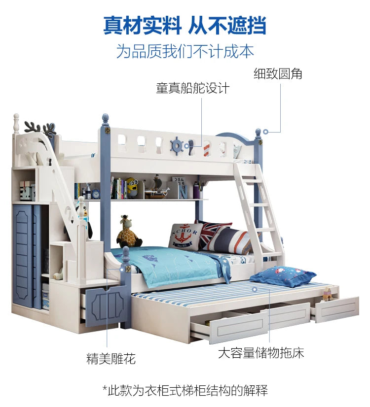 Bunk Bed Childrens Toddler Baby Crib Bassinet Montessori Trundle Princess Monster Wooden Hut Mezzanine Cradle Cot Letto Bambini