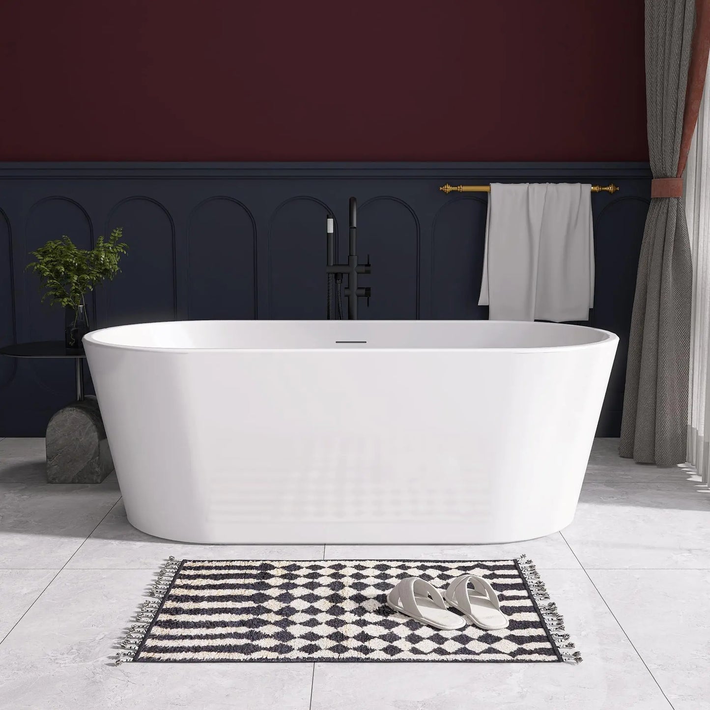 67" Acrylic Freestanding Bathtub, Soaking Tub for Bathroom, Stand Alone Tub, cUPC Certified, Integrated Overflow and Drain